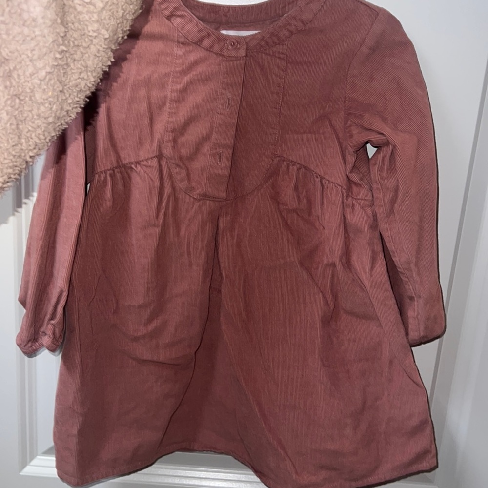 Little velour shift dress with buttons